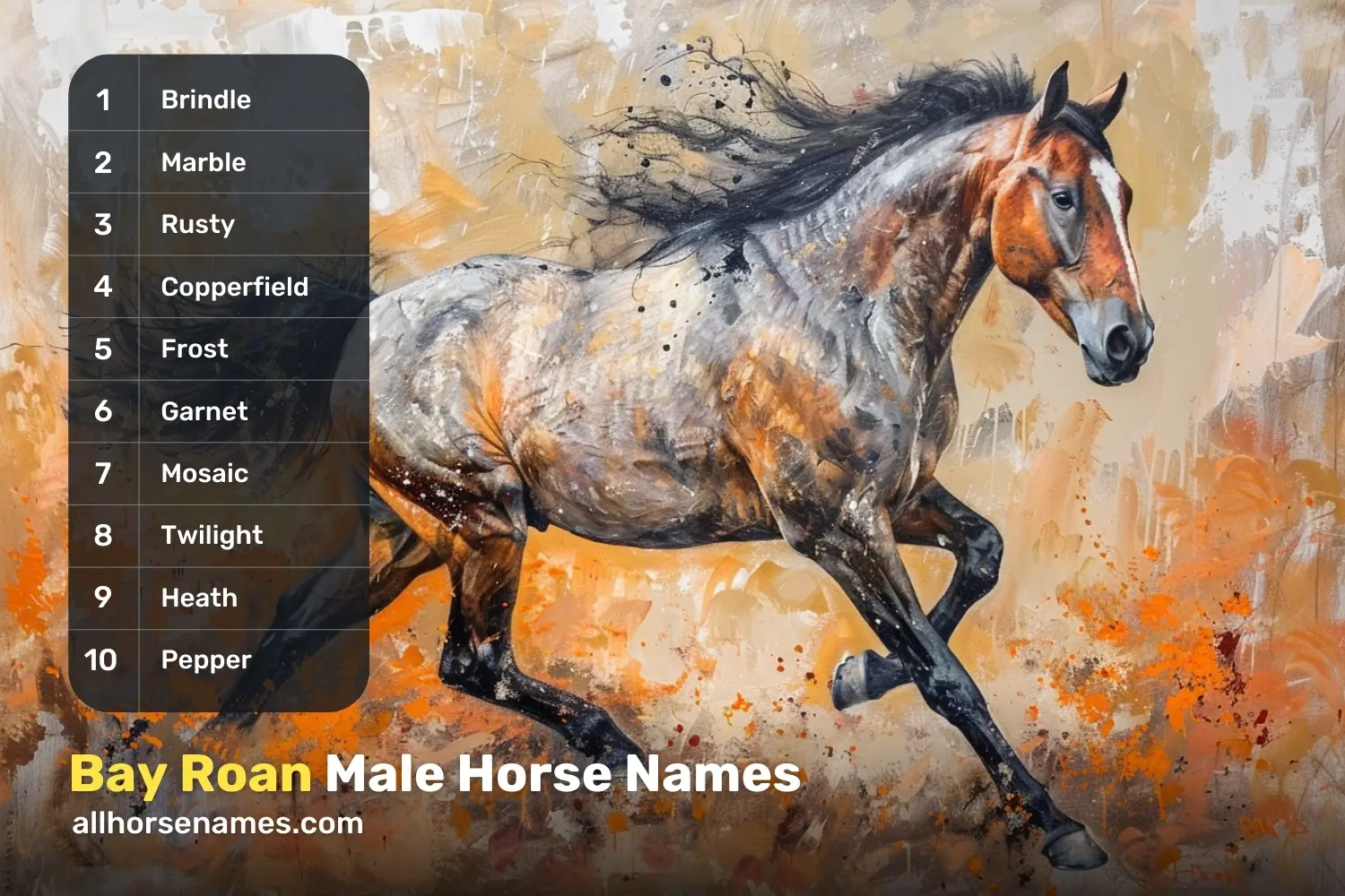 Bay Roan Male Horse Names