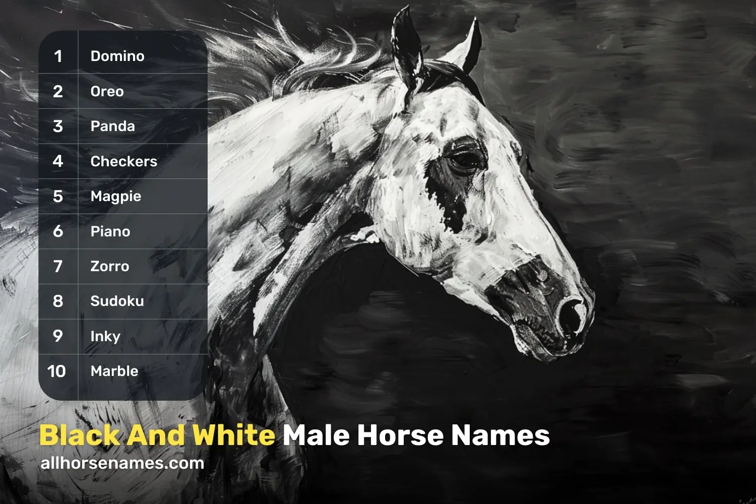 Black and White Male Horse Names